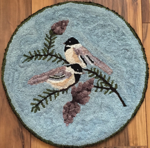 Pine and Chickadees
hooked by Sally Broderick Pine and Chickadees
hooked by Sally Broderick